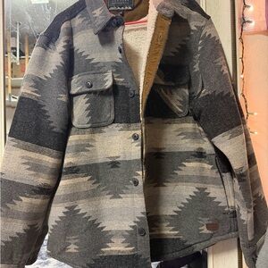 Jachs Black and Gray Geometric Shirt Jacket